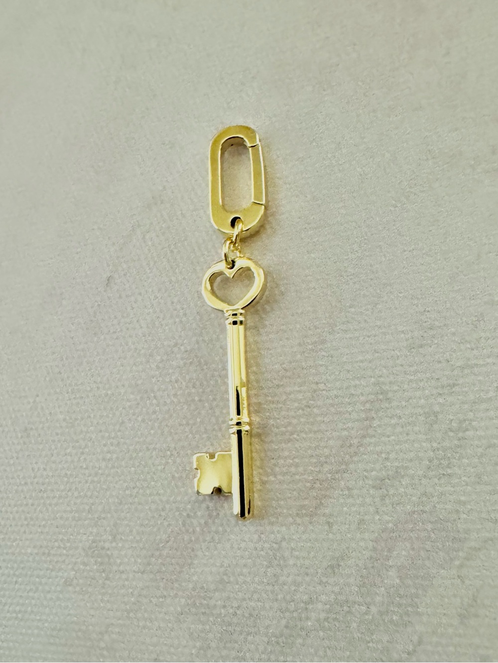 Gold Heart Key Charm Pendant